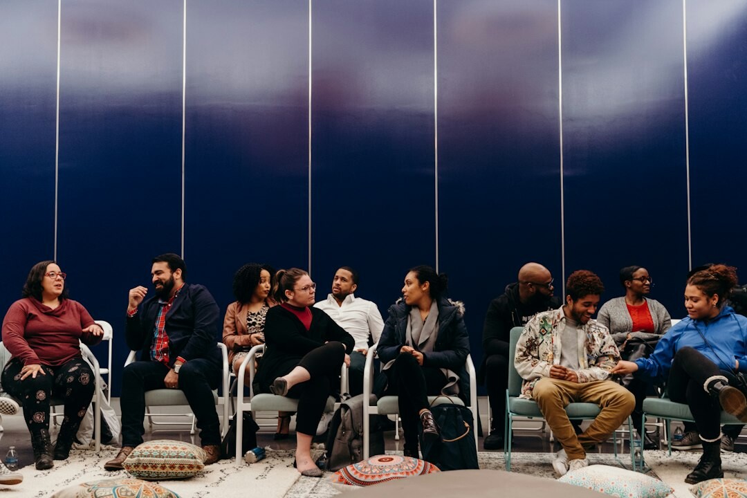 diverse people chatting